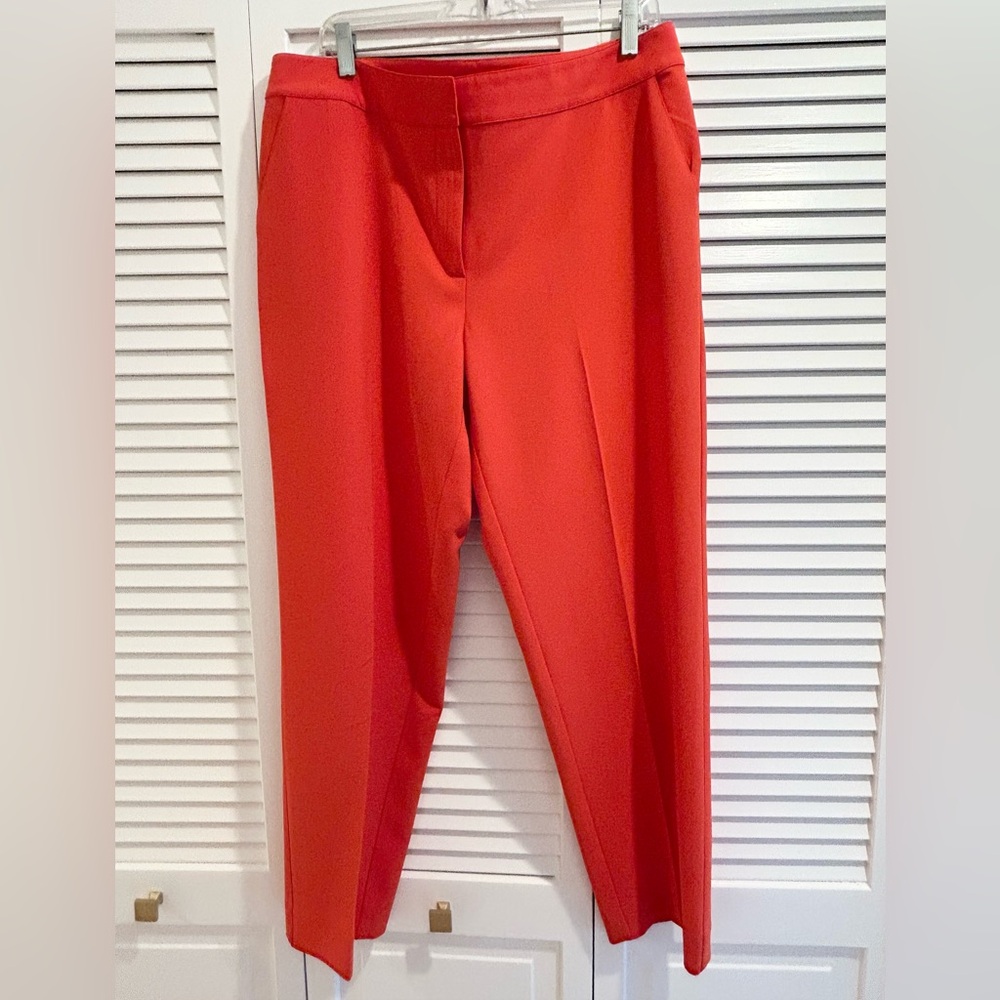 ST. JOHN women’s flat front dress pants, Orange Sz 14. Trousers, business slacks